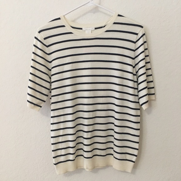 H&M Sweaters - H&M Basics sweater lightweight Cream Black Stripes